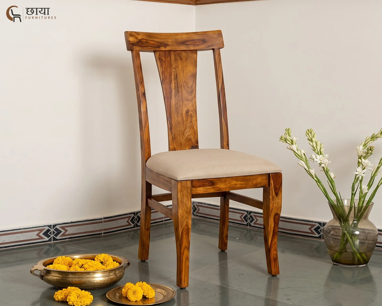 Utsav Dining Chair (Honey Finish) — 5