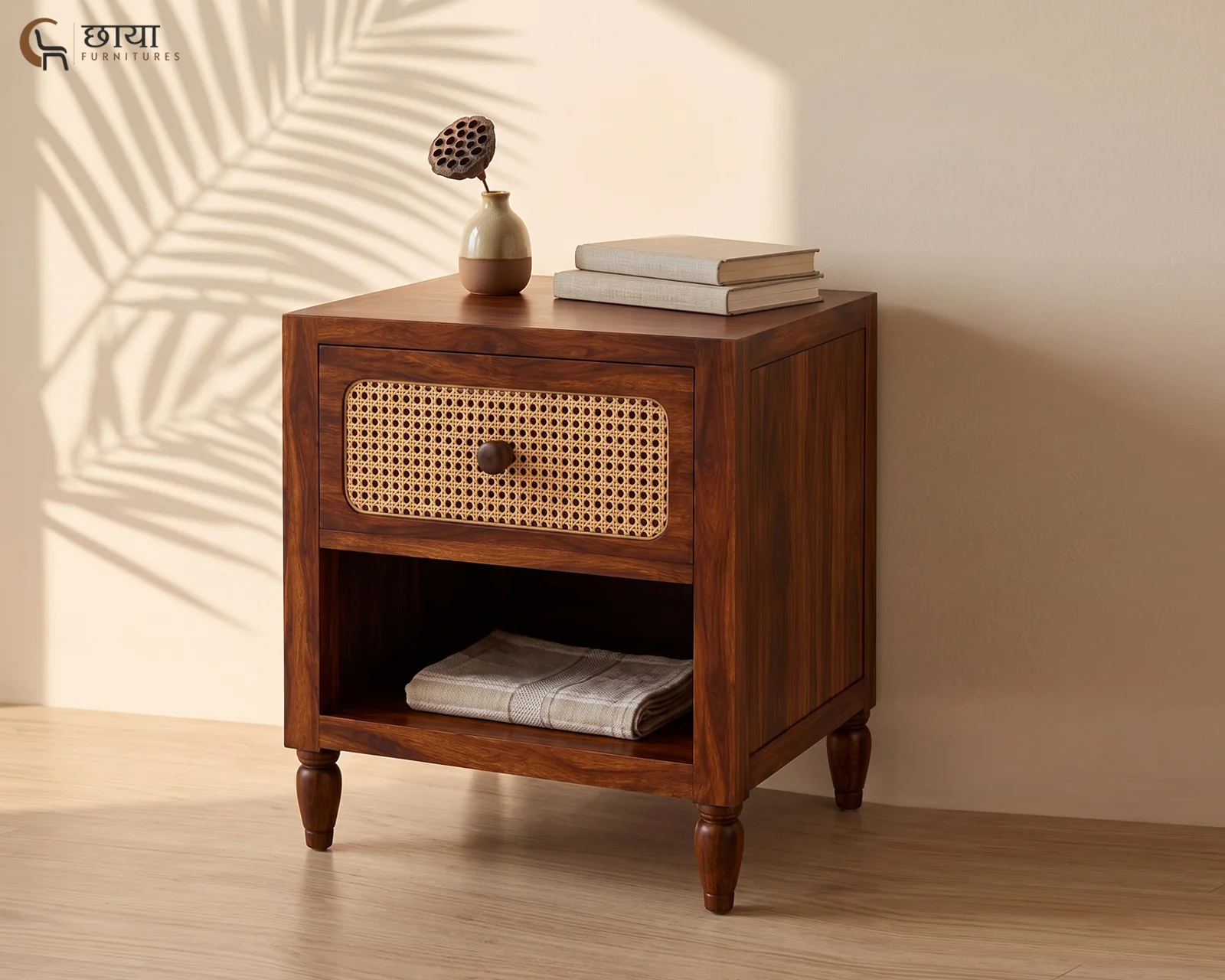 Samrat Bedside Table (Honey Finish) — 9