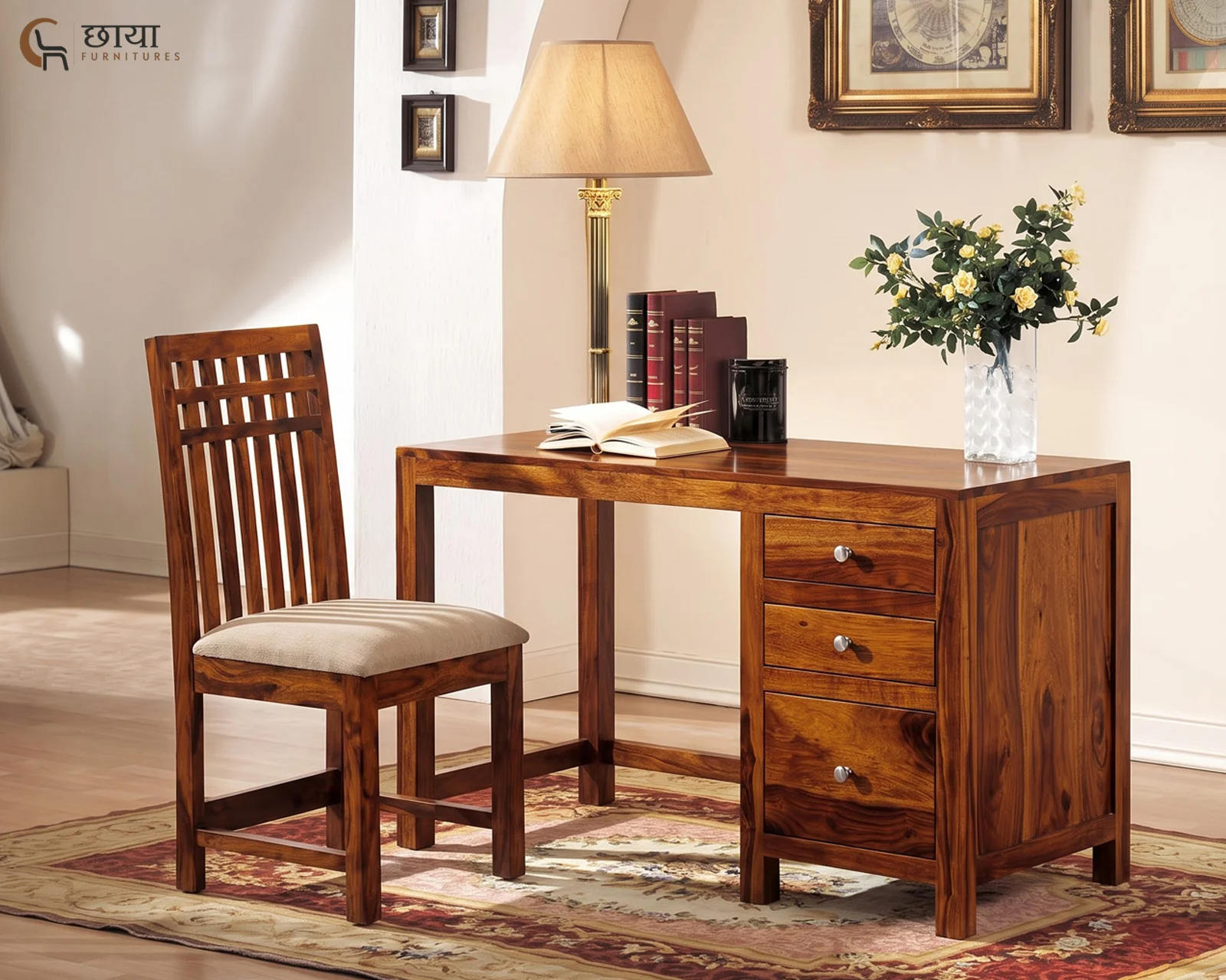 Tuco Study Table (Honey Finish) — front (1)