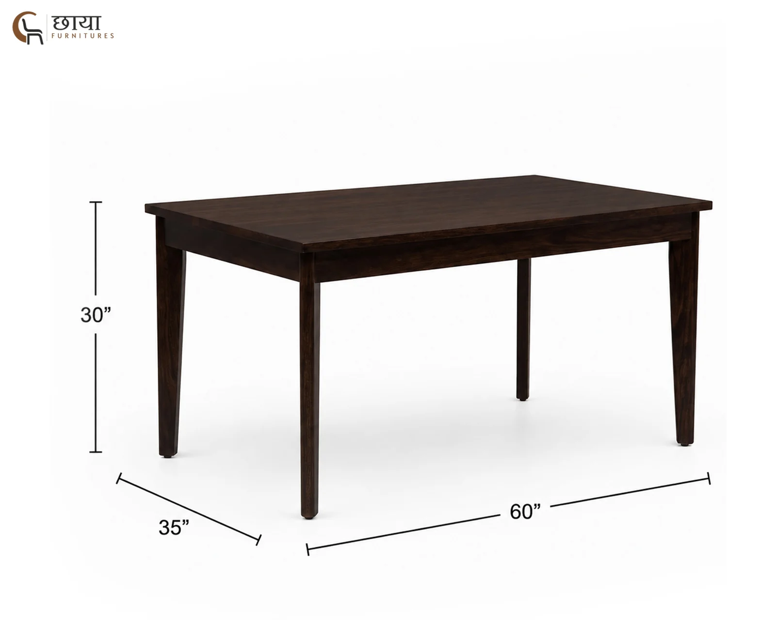 Aangan 6 Seater Dining Table Set (Walnut Finish) — dim 1