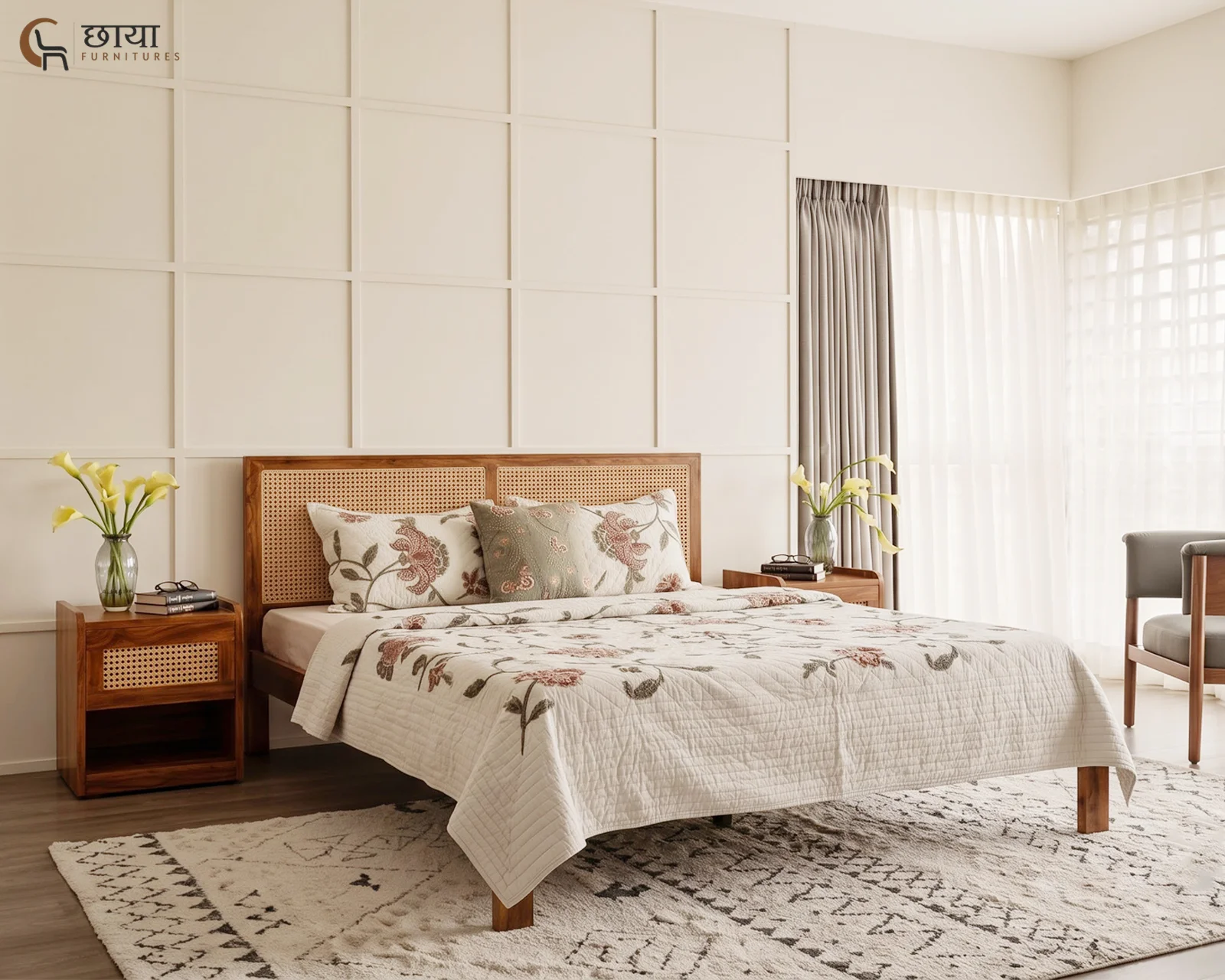 Adam Sheesham Wood Bed Without Storage (King Size, Honey Finish) — 12