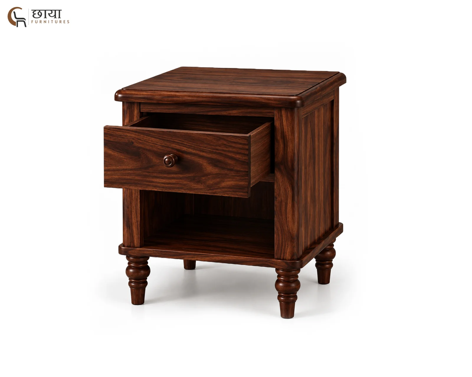 Rajveer Bedside Table (Walnut Finish) — 2
