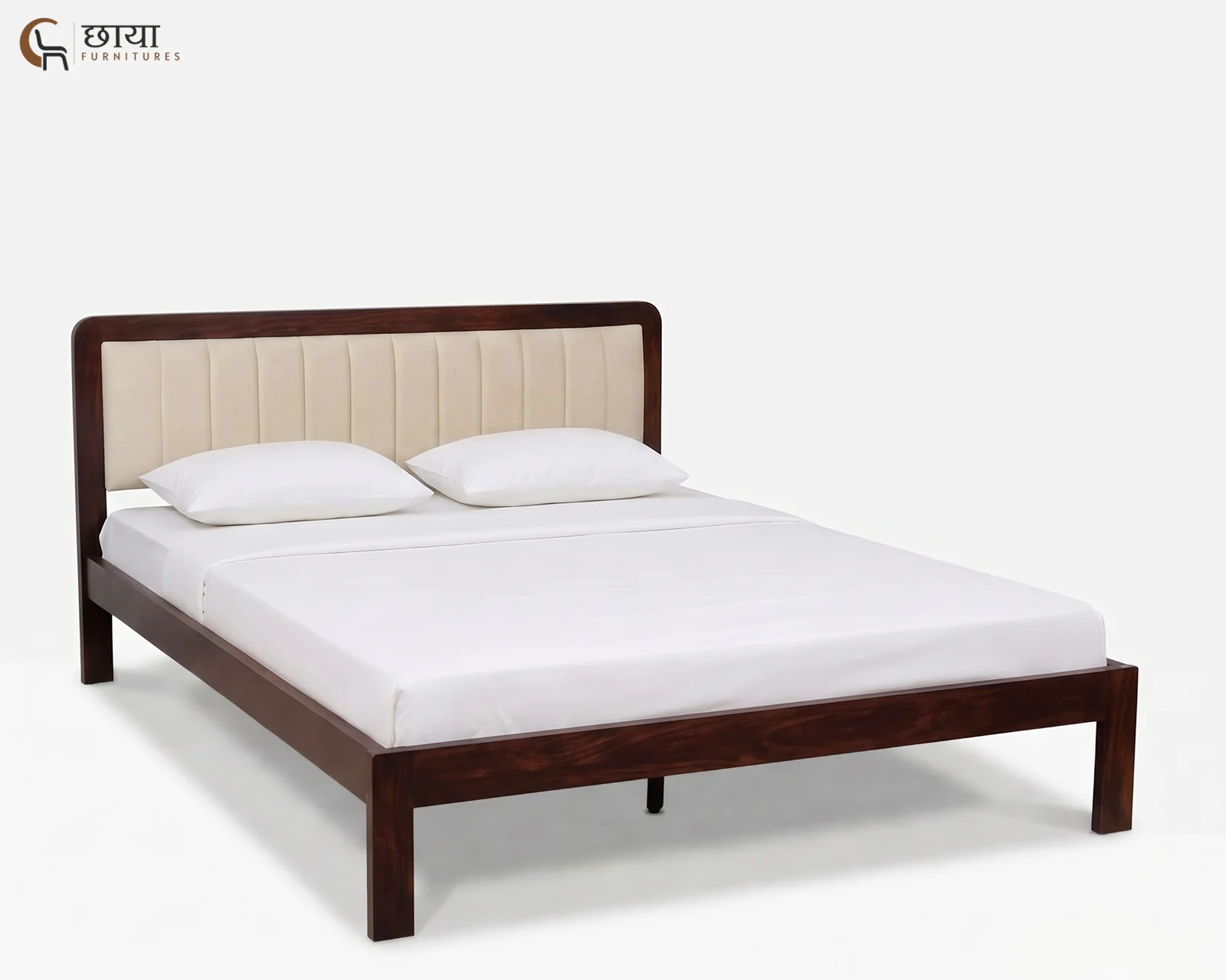 Lydia Sheesham Wood Bed Without Storage (King Size, Walnut Finish) — 10