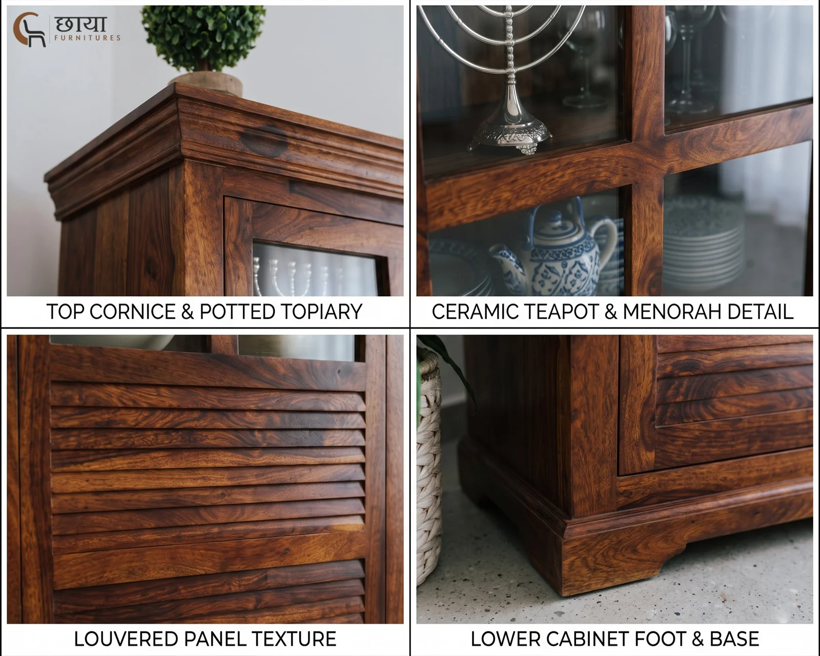 Steve Sheesham Wood Kitchen Cabinet (Honey Finish) — 20