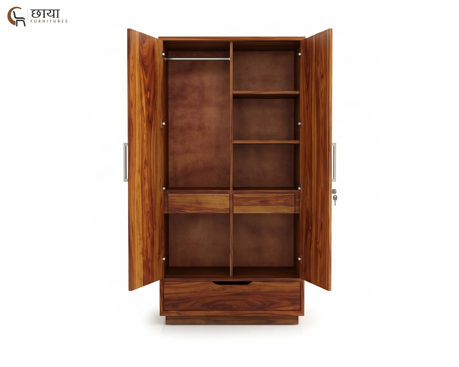 Jimbeam 2 Door Wardrobe (Honey Finish) — 2