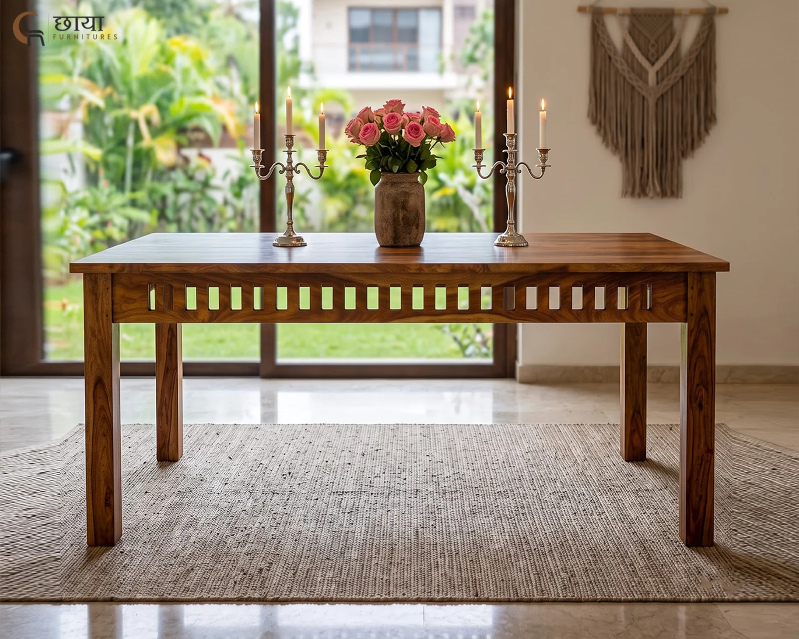 Haven 6 Seater Dining Table (Honey Finish) — 4