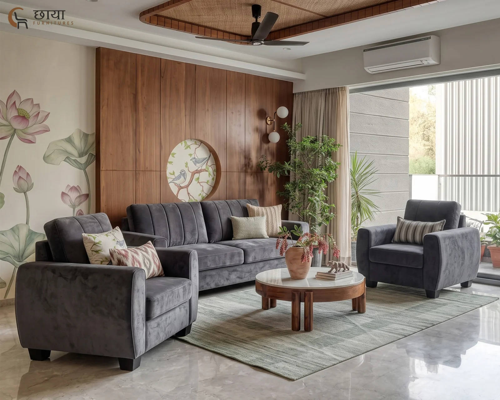 Edan 3+1+1 Fabric Sofa (Grey) — 7