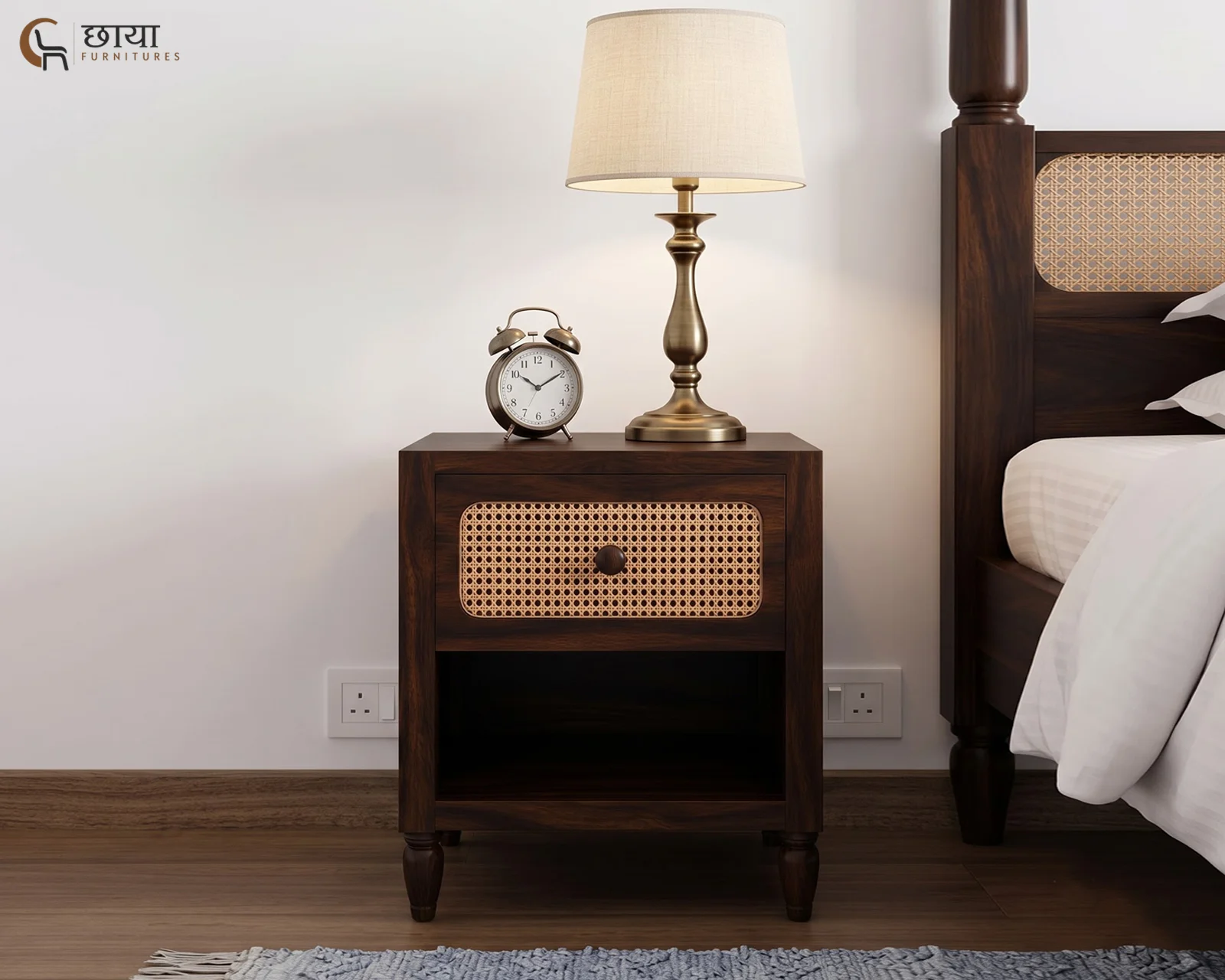 Samrat Bedside Table (Walnut Finish) — 7