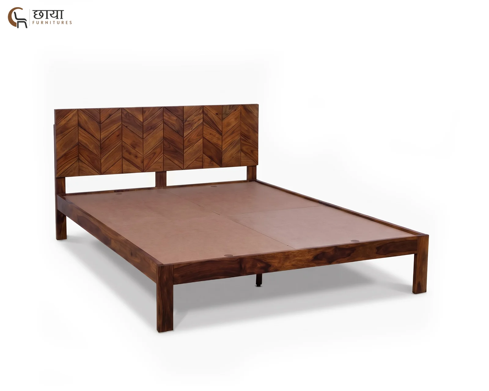 Frey Sheesham Wood Bed Without Storage (King Size, Honey Finish) — 8