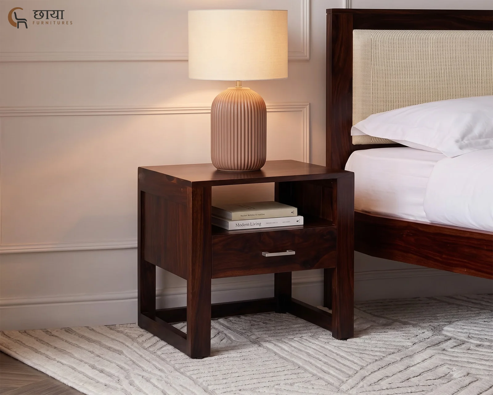Riya Bedside Table (Walnut Finish) — front (2)