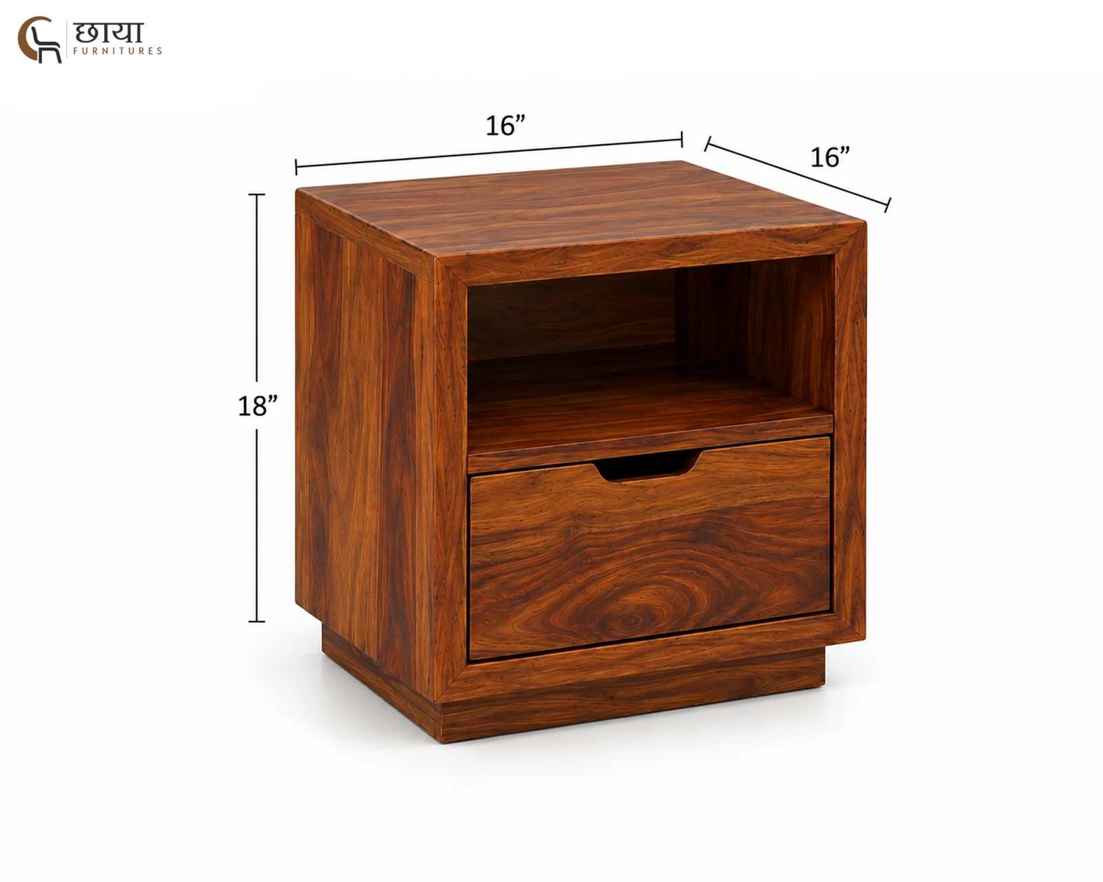 Nexa Bedside Table (Honey Finish) — dim 2