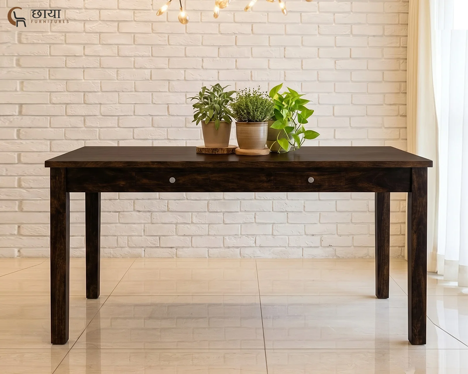 Riwaaz 6 Seater Dining Table (Walnut Finish) — 206