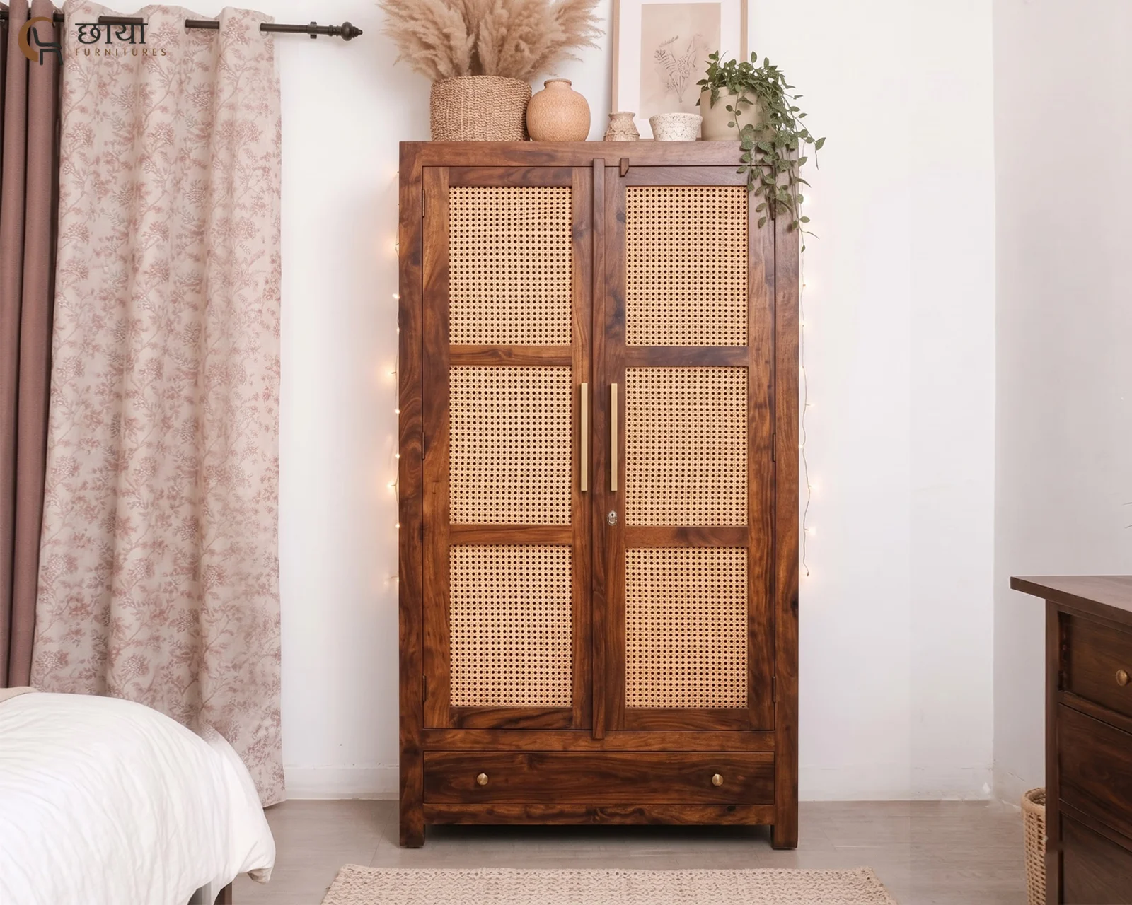 Rabel 2 Door Wardrobe (Honey Finish) — 14