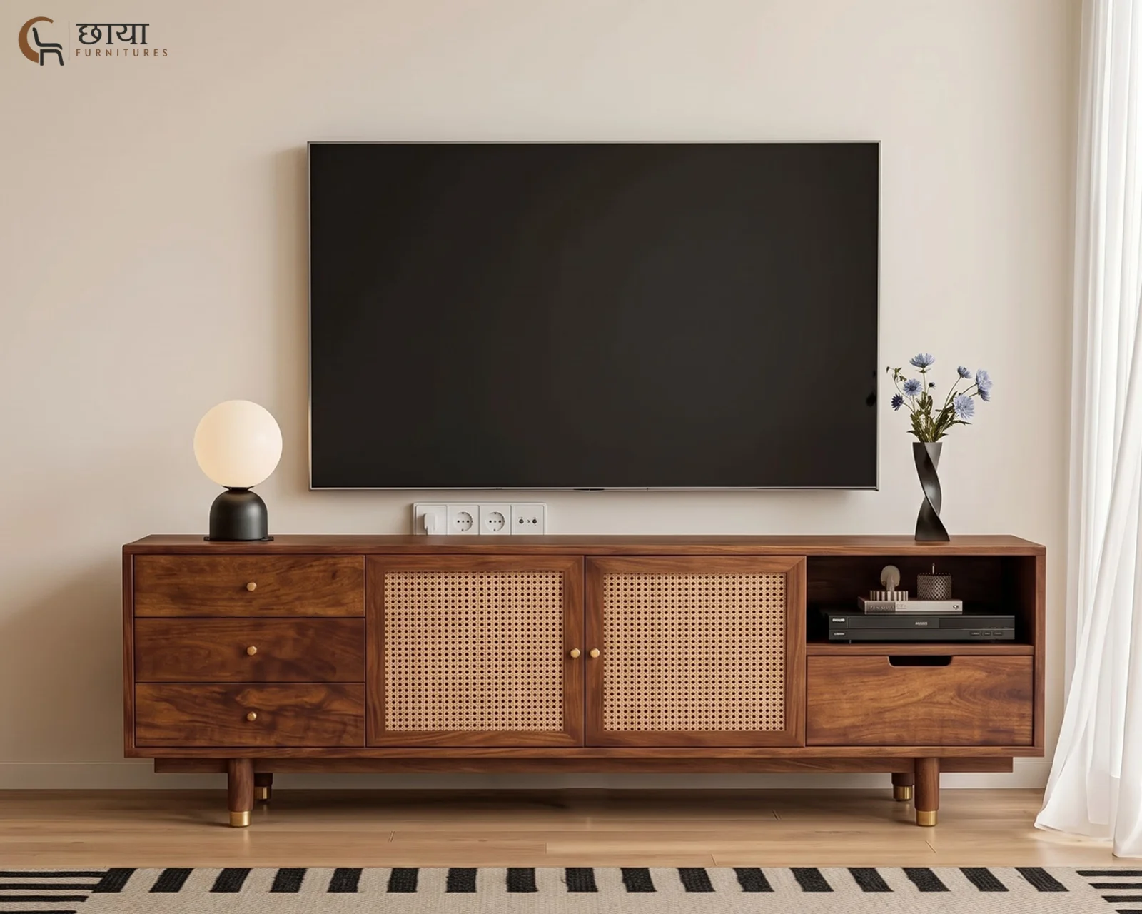 Milano Tv Unit (Teak Finish) — 6