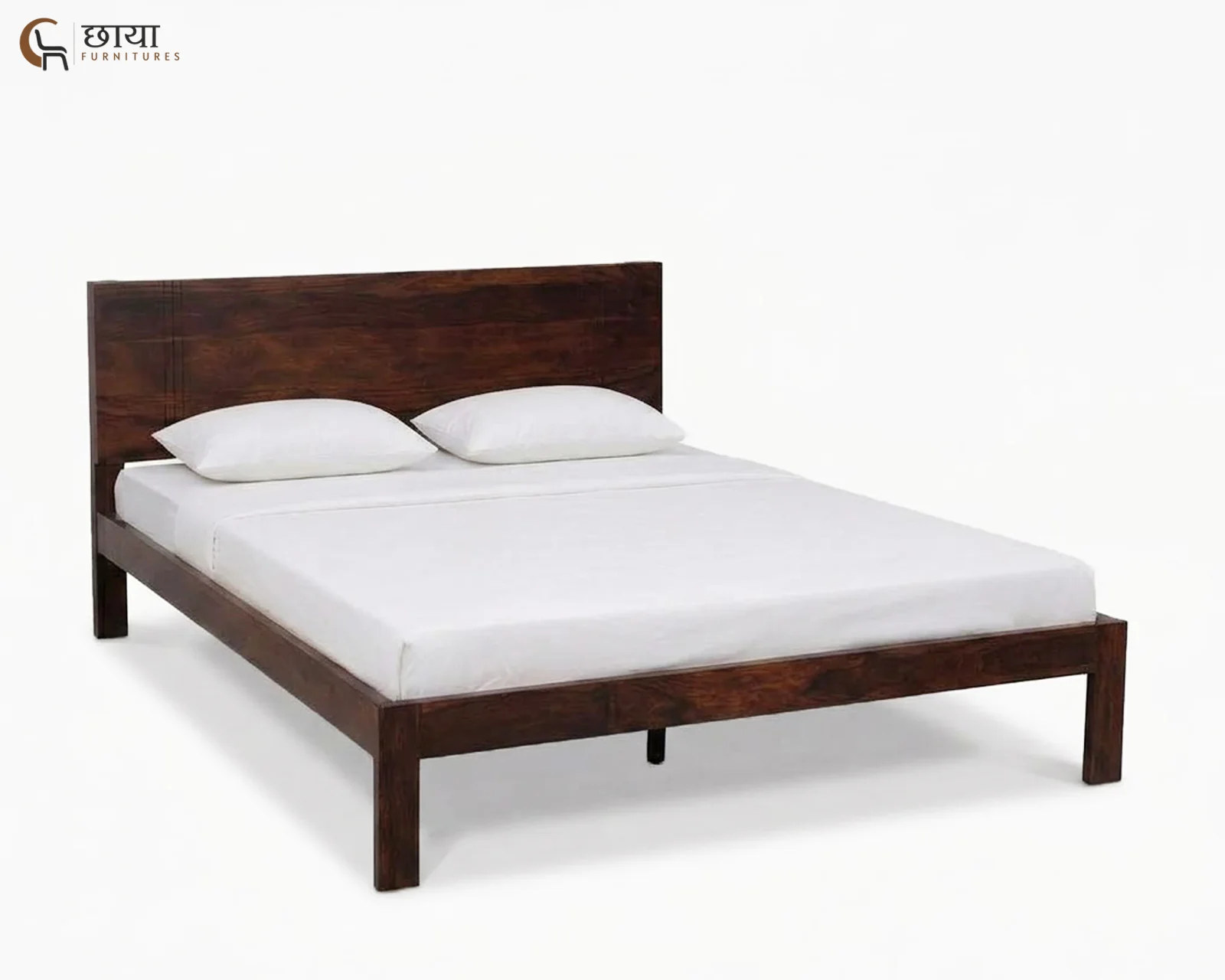 Martha Sheesham Wood Bed Without Storage (King Size, Walnut Finish) — 6