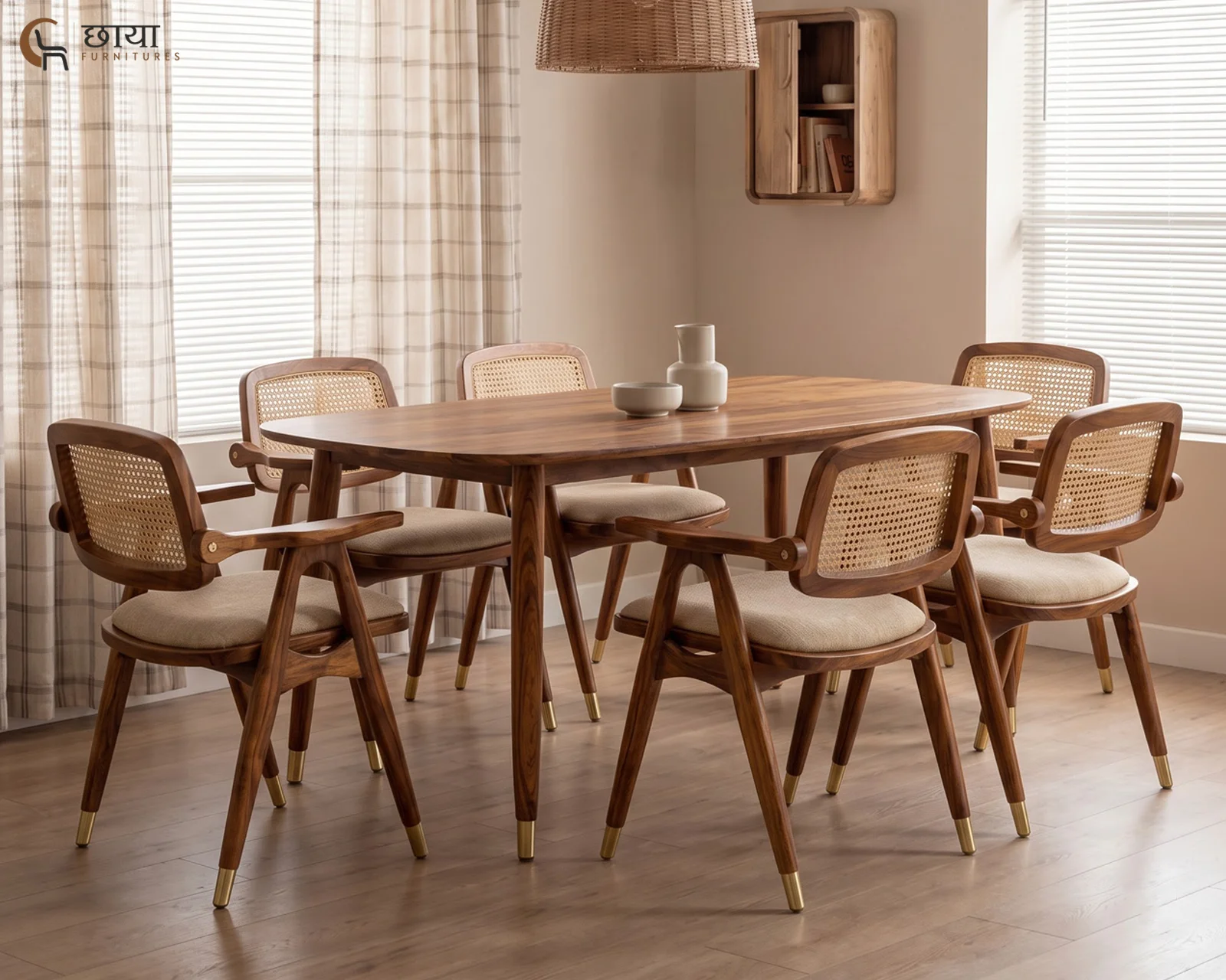 Rasoi 6 Seater Dining Set (Honey Finish) — 27