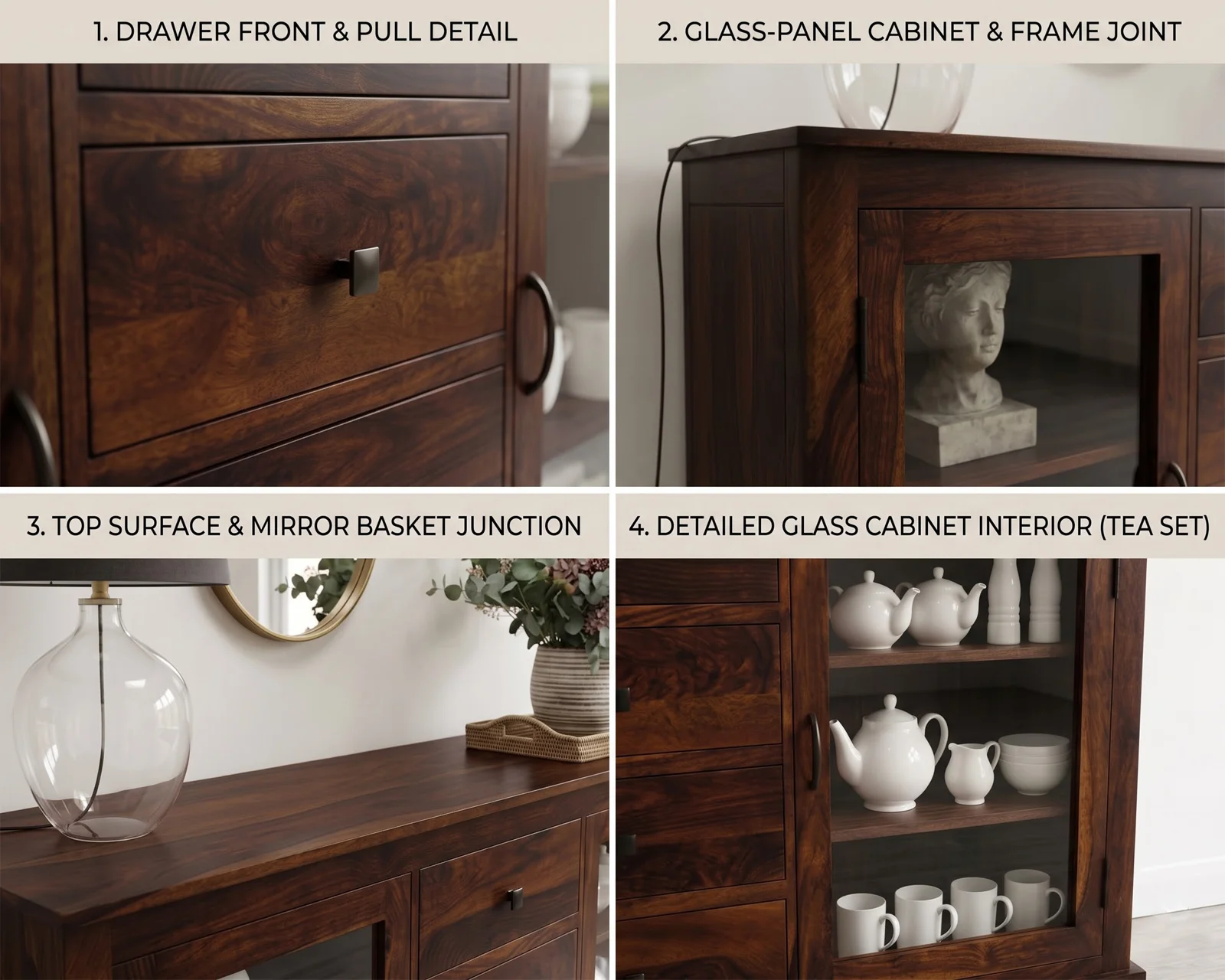 Logan Sheesham Wood Sideboard (Walnut Finish) — 18