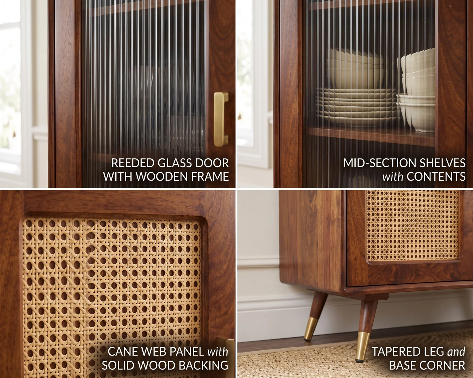 Jerald Sheesham Wood Kitchen Cabinet (Honey Finish) — 21