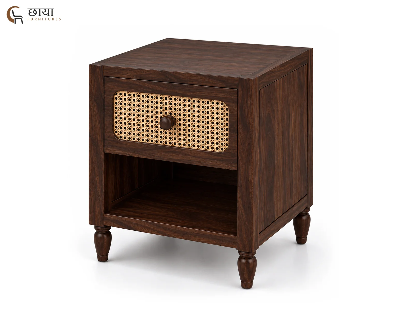 Samrat Bedside Table (Walnut Finish) — 3
