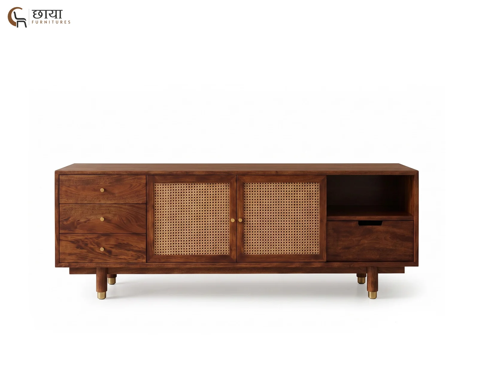 Milano Tv Unit (Teak Finish) — 1