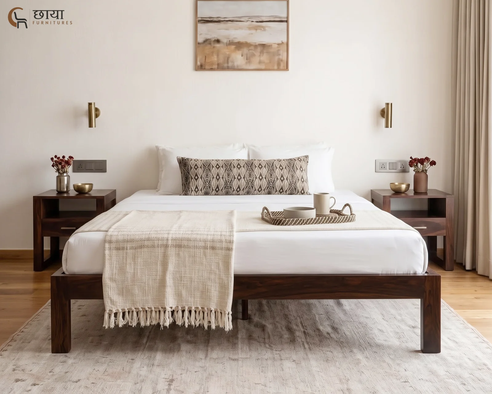 Yara Sheesham Wood Bed Without Storage (King Size, Walnut Finish) — 10