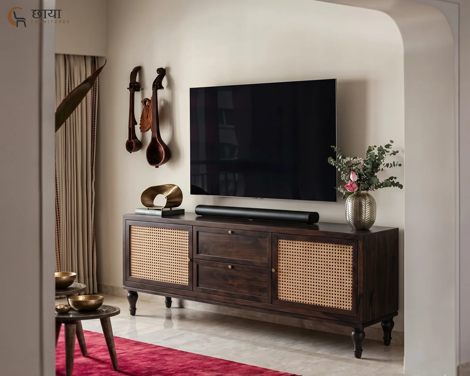 Avora TV Unit (Walnut Finish) — front (2)