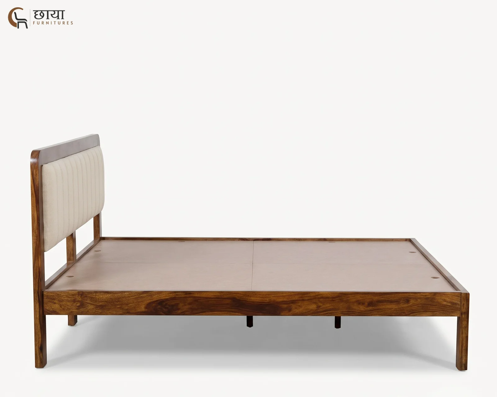 Lydia Sheesham Wood Bed Without Storage (King Size, Honey Finish) — 5