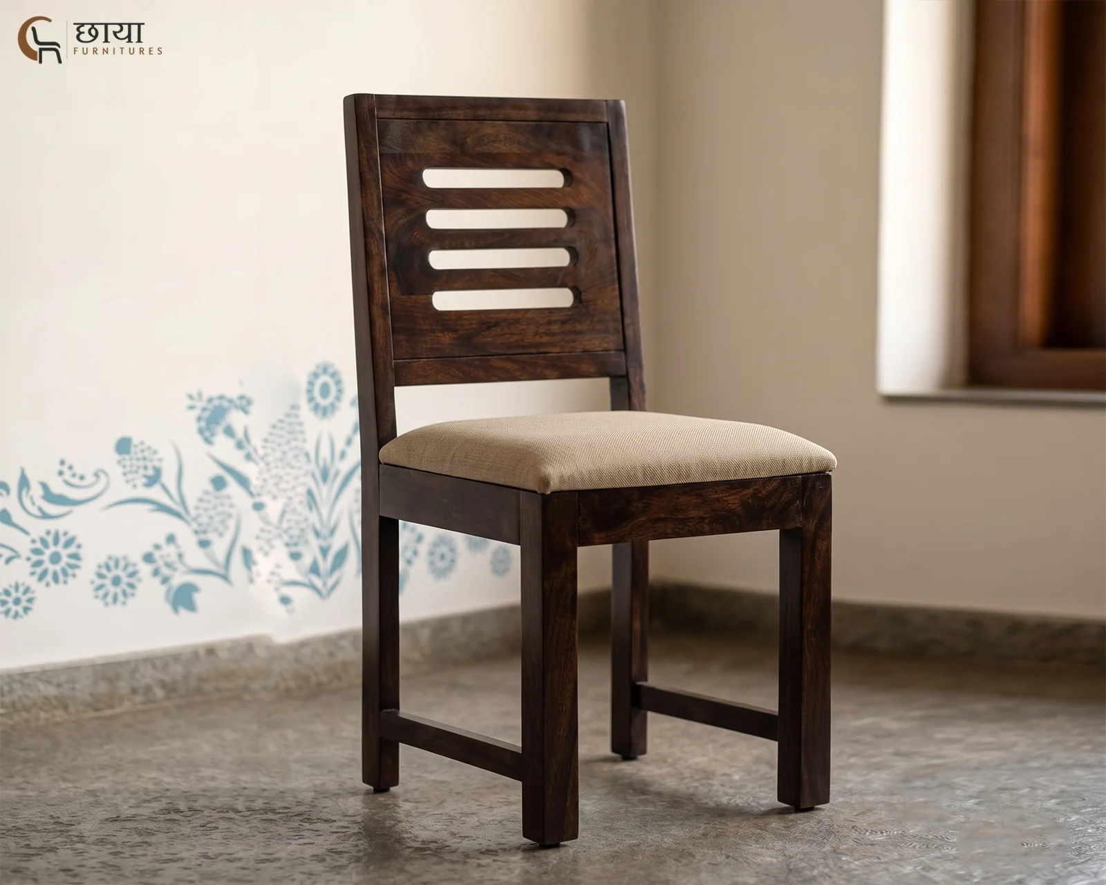 Velora Dining Chair (Walnut Finish) — front (1)