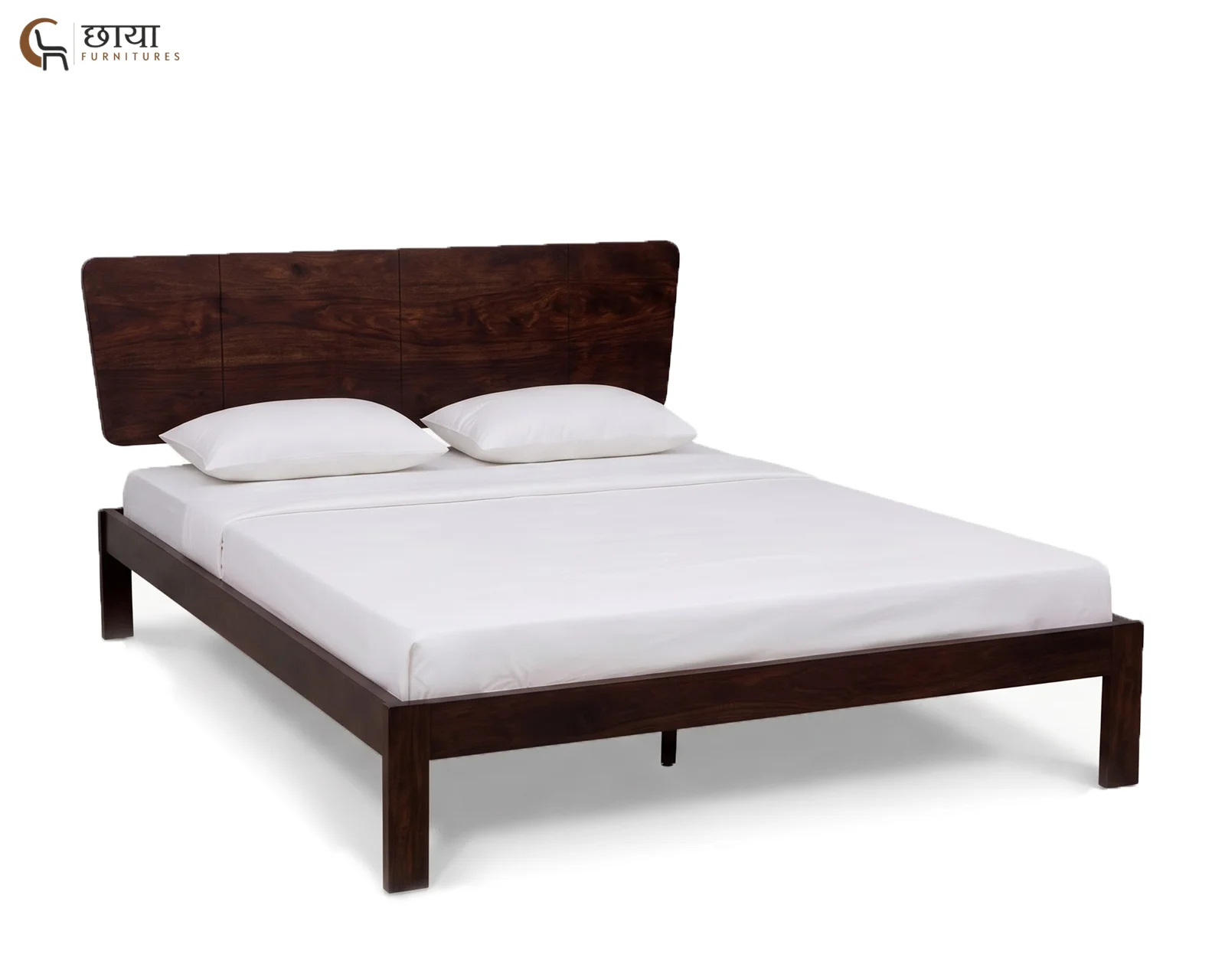 Veer Sheesham Wood Bed Without Storage (Queen Size, Walnut Finish) — 5