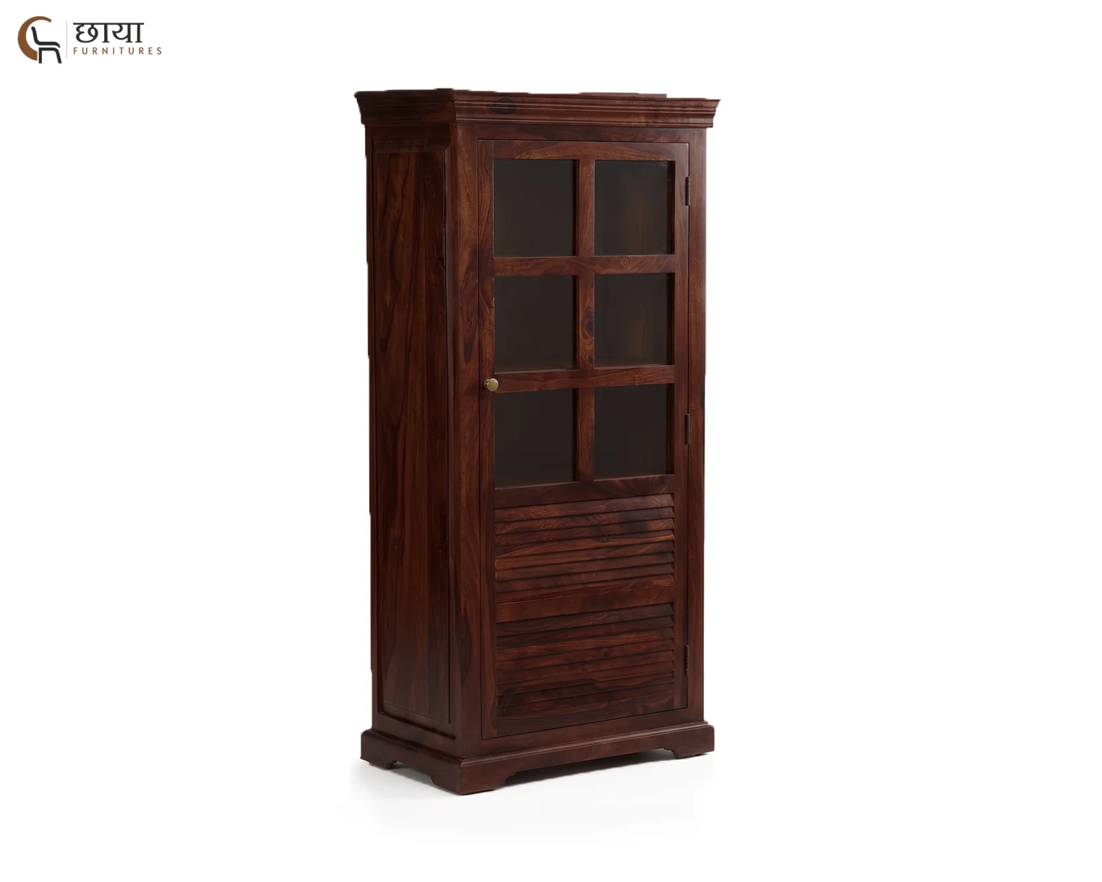 Steve Sheesham Wood Kitchen Cabinet (Walnut Finish) — 5