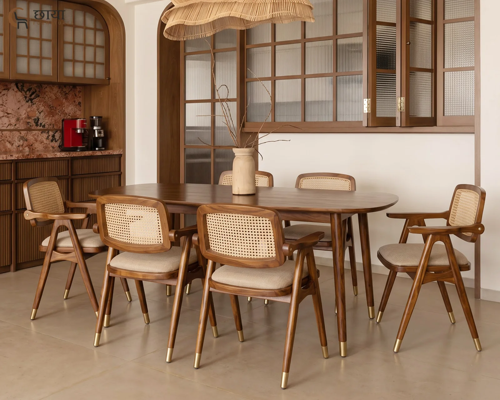 Rasoi 6 Seater Dining Set (Honey Finish) — 26