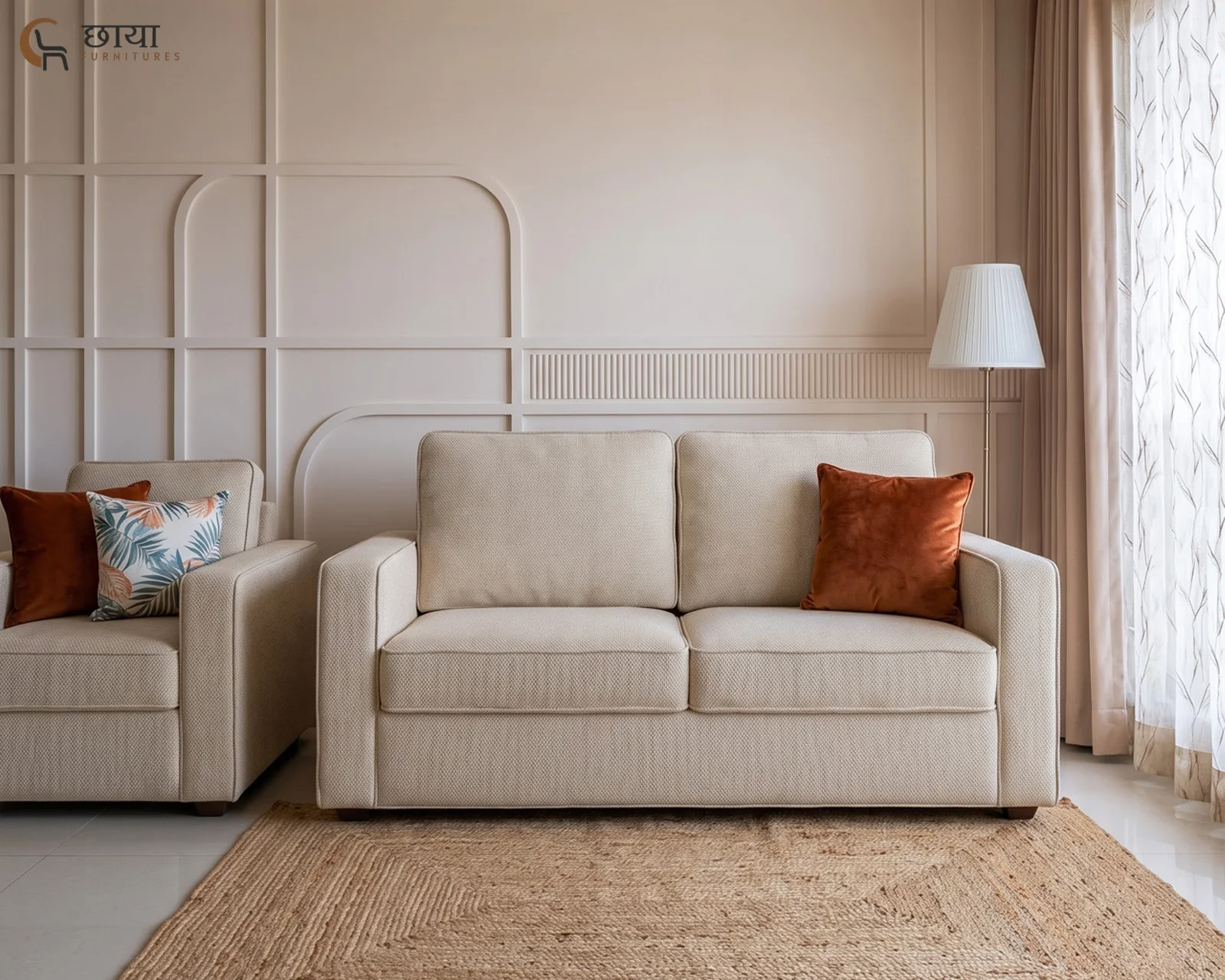 Cairo 2 Seater Fabric Sofa (Cream) — 13