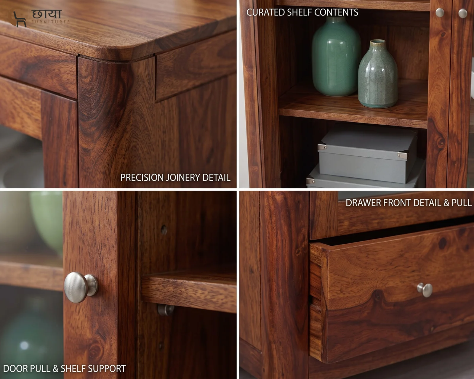 Tommy Sheesham Wood Kitchen Cabinet (Honey Finish) — 11