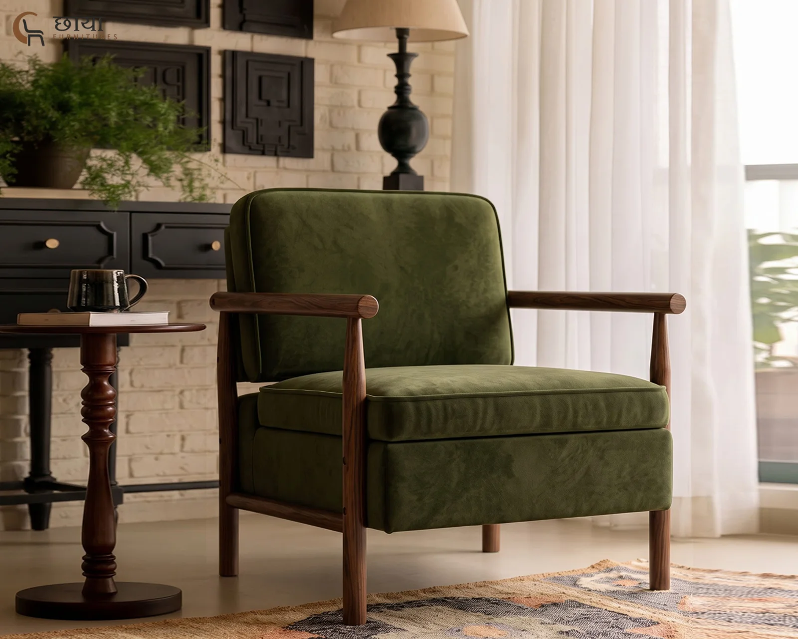 Sansa Arm Chair With Storage (Green Velvet) — 7