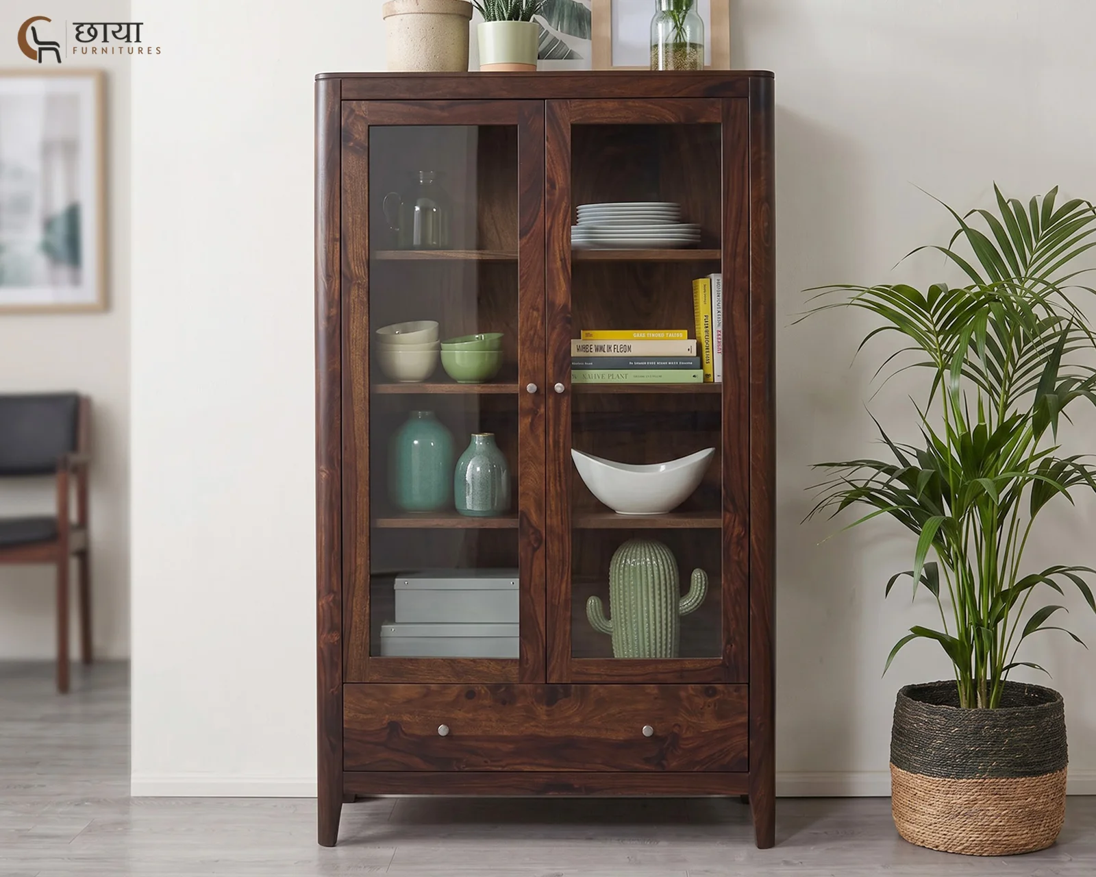 Tommy Sheesham Wood Kitchen Cabinet (Walnut Finish) — 17
