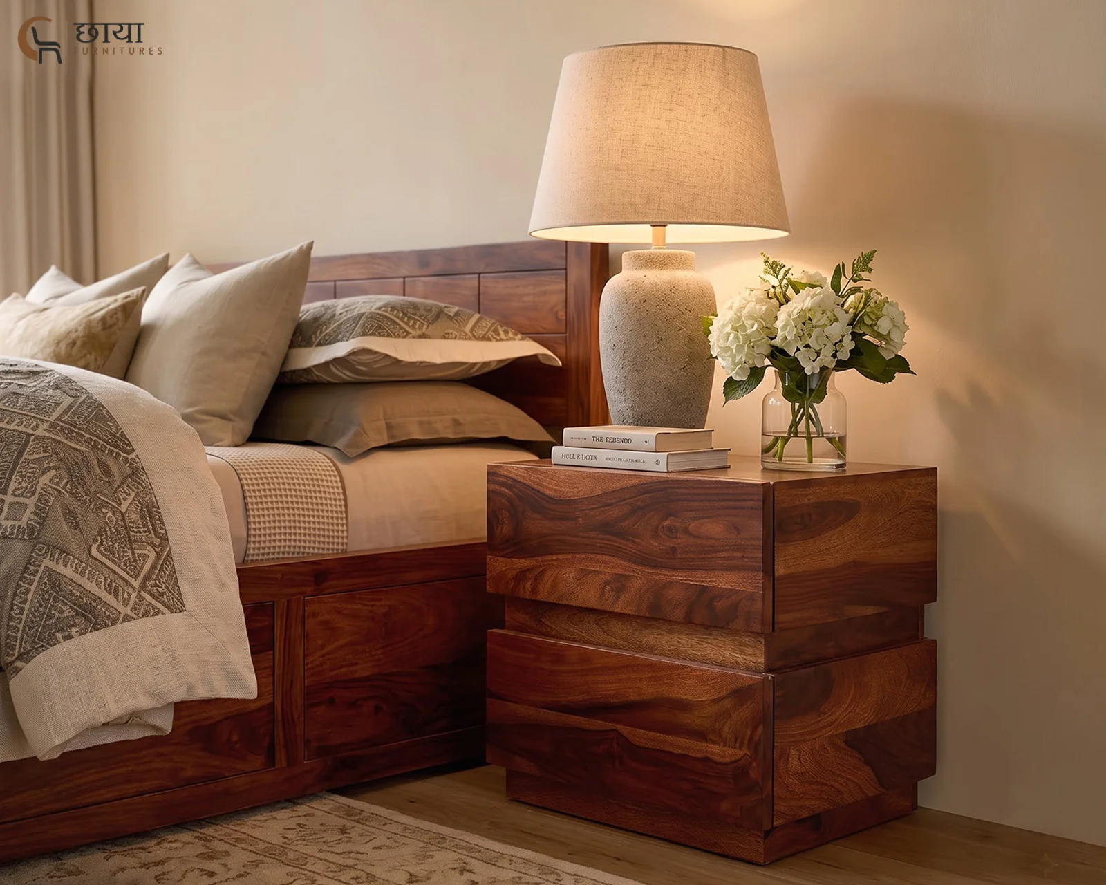 Orian Bedside Table (Honey Finish) — 9