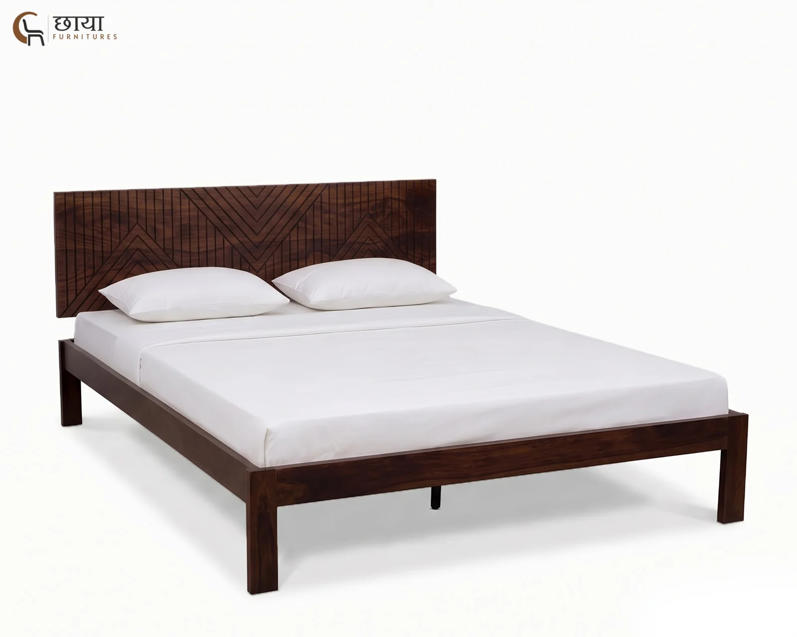Jonas Sheesham Wood Bed Without Storage (King Size, Walnut Finish) — 6