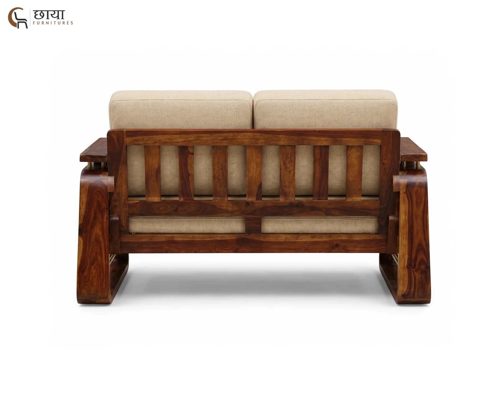 Diwas 2 Seater Wooden Sofa (Teak Finish) — 007