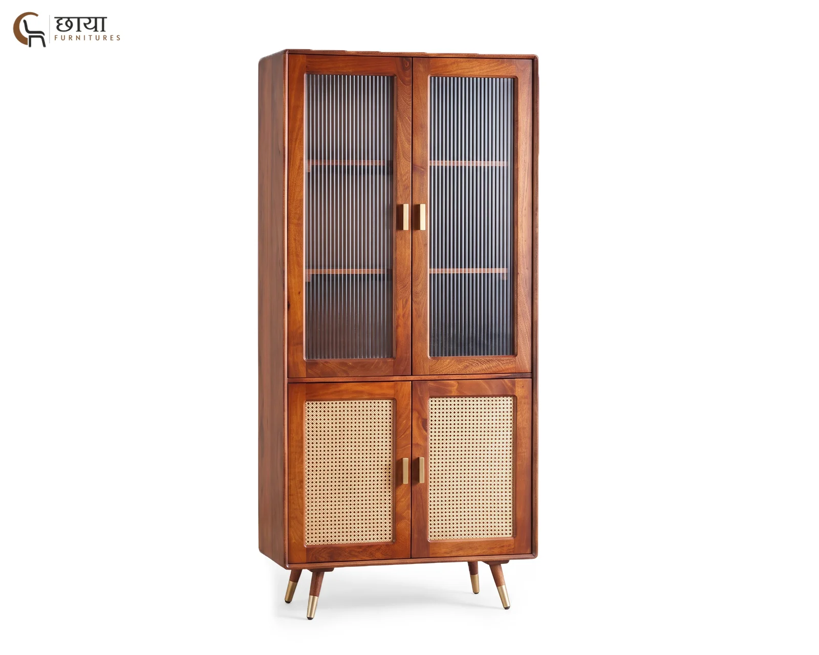 Jerald Sheesham Wood Kitchen Cabinet (Honey Finish) — 4