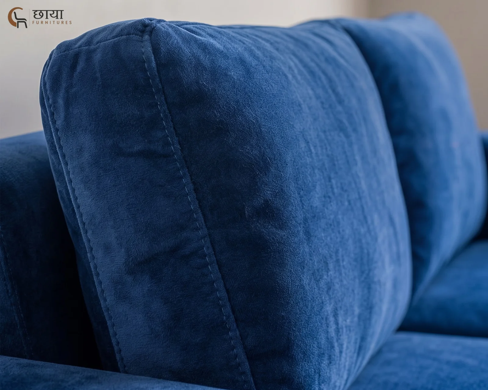 Liora 3 Seater Fabric Sofa (Blue Velvet) — 6