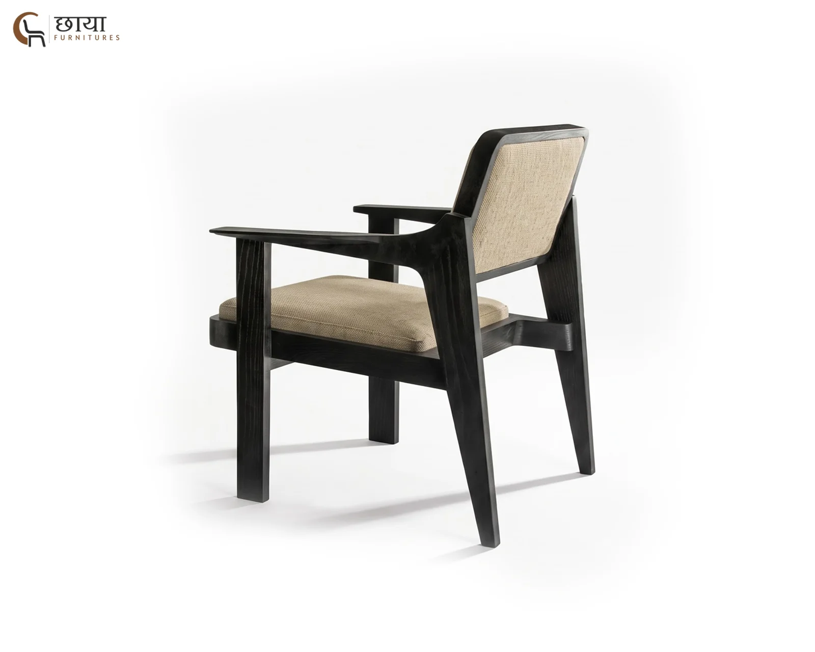 Saul Arm Chair (Black Finish, Cream) — 1