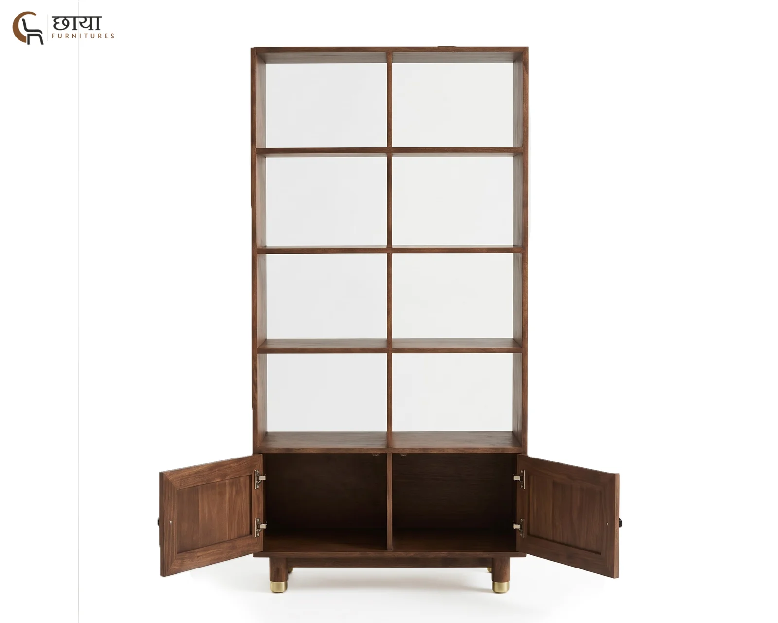 Nemili Book Shelf With Cane (Mango Wood, Teak Finish) — 1
