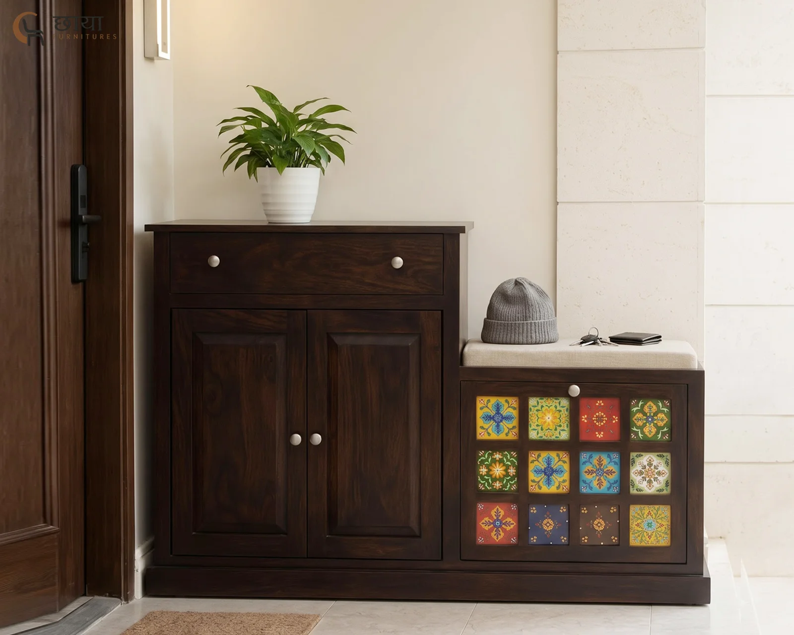 Elara Shoe Rack (Walnut Finish) — 11