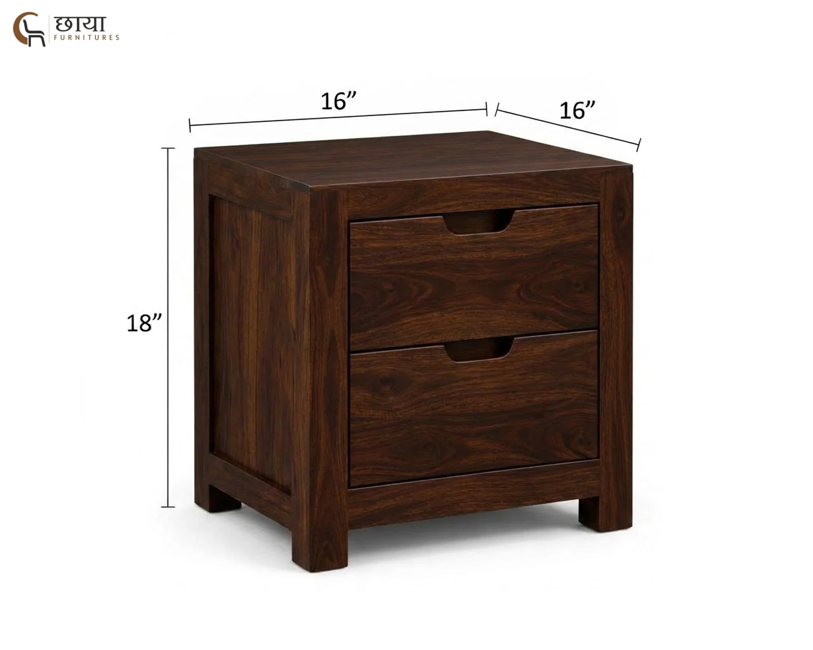 Veer Bedside Table (Walnut Finish) — dim 2