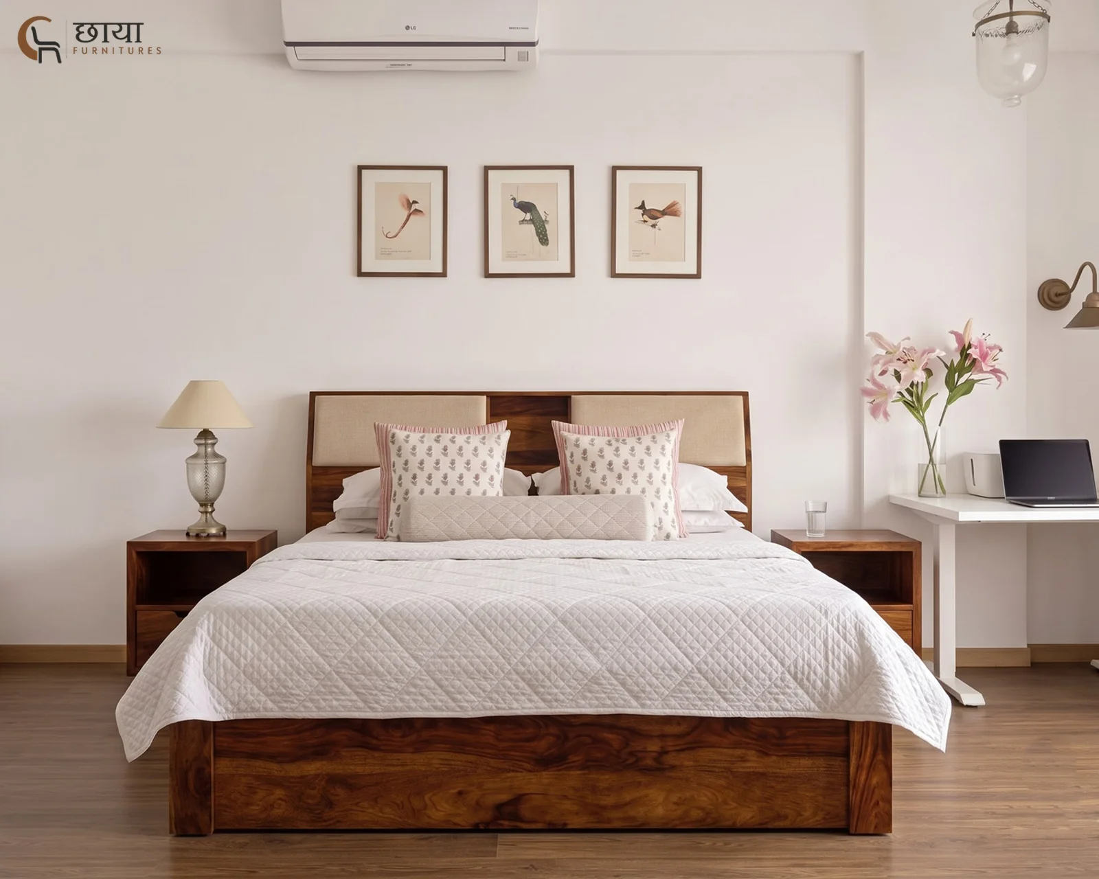 Darbar Sheesham Wood Bed With Drawer Storage (Queen Size, Honey Finish) — 10