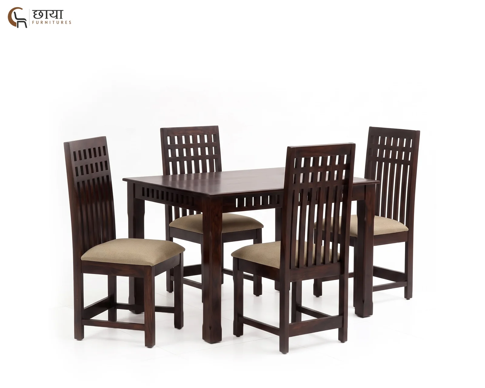 Haven 4 Seater Dining Table Set (Walnut Finish) — 6