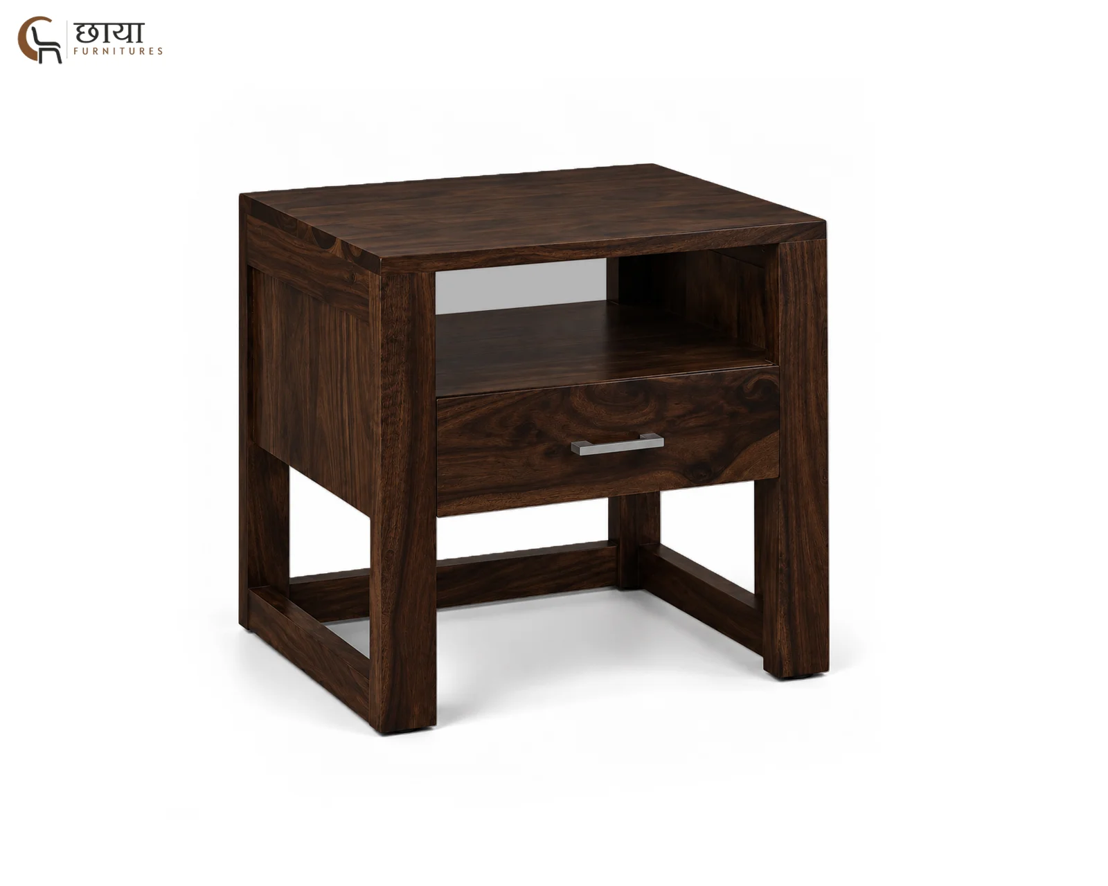 Riya Bedside Table (Walnut Finish) — 2