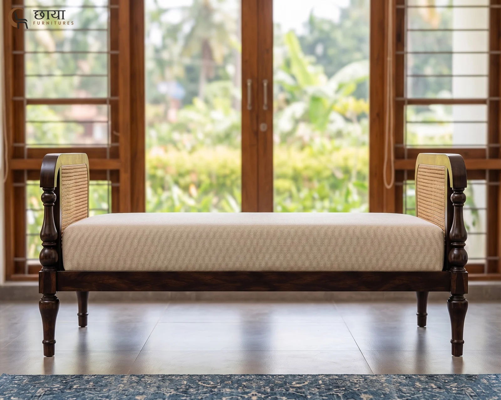 Aarohi Rattan Bench (Walnut Finish) — 13
