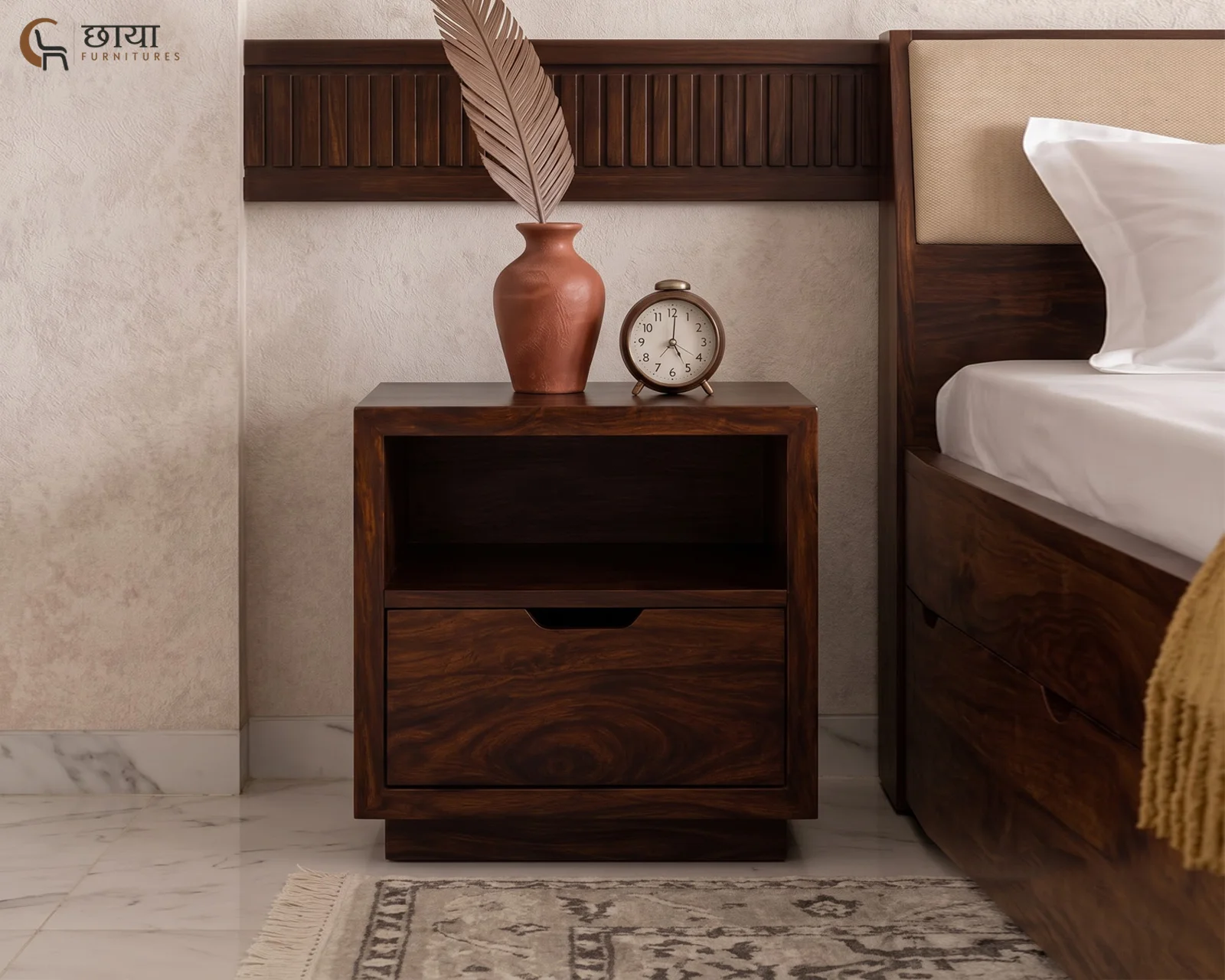 Nexa Bedside Table (Walnut Finish) — 7