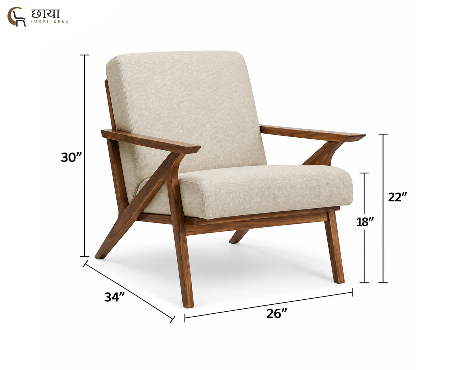 Ned Arm Chair (Cream) — dim 10